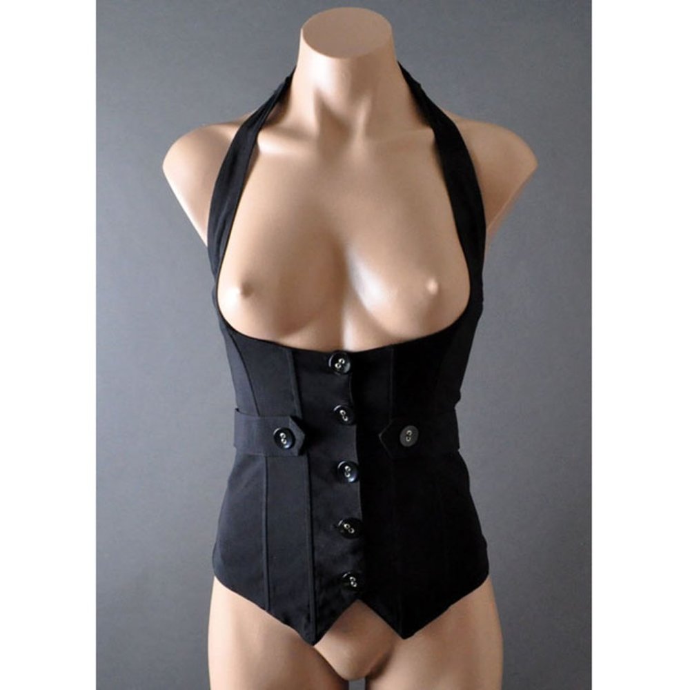 Black Punk Goth Steampunk Victorian Corset Underbust Waistcoat Vest Top Corset